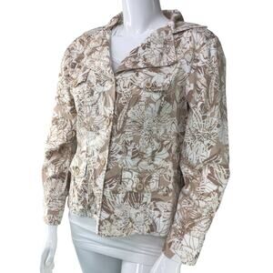Chicos Womens Size 3 US 16 XL Safari Style Jacket Front Pockets Cotton Stretch